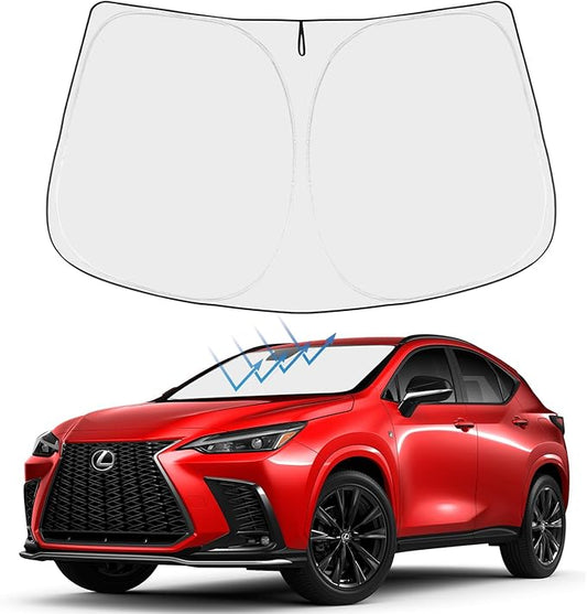 Proadsy 2026 Upgrade Windshield Sun Shade Custom Fit Lexus NX 2022-2025 2026 4-Layer Foldable Front Sunshade Protector Sun Visor Blocks UV Rays Keep Car Cooler