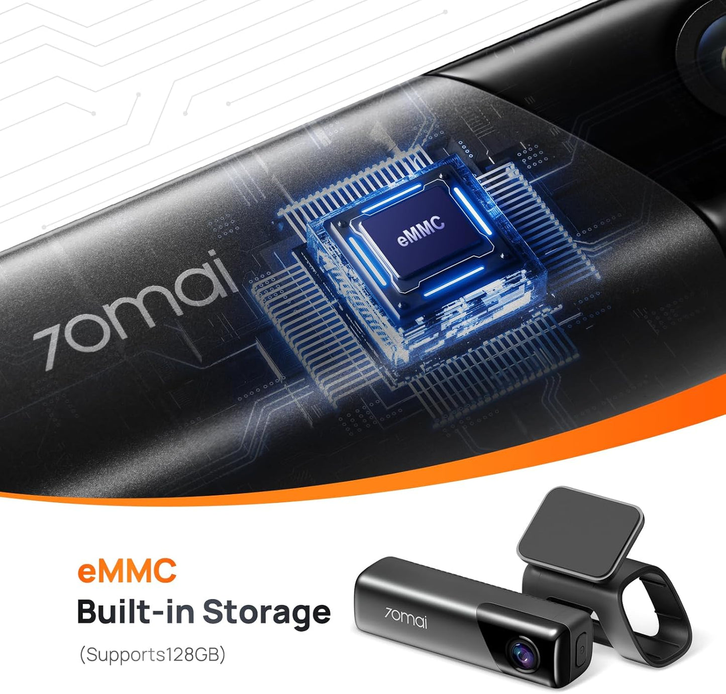 70mai Dash Cam M500, 2.7K Dash Cam Front, Dash Camera for Cars Built in eMMC 128GB, GPS, ADAS, Dashcam with HDR Night Vision,170° FOV, Parking Monitor, G-Sensor, Time-Lapse, App&WiFi, Voice Control