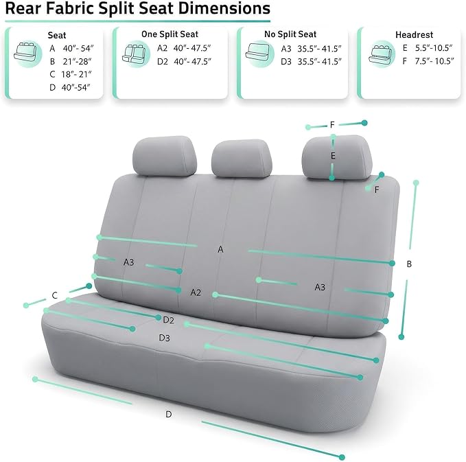 FH Group Automotive Car Seat Covers Rear Set Premium 3D Air Mesh Seat Covers, Airbag Compatible and Split Bench Cover Universal Fit Interior Accessories for Cars Trucks and SUVs - Beige