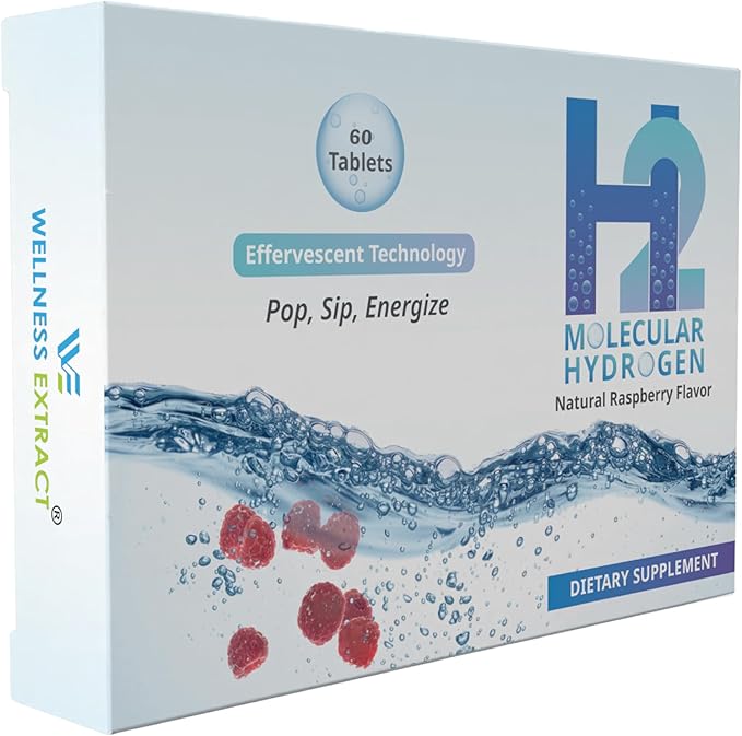 H2 Molecular Hydrogen Water Tablets with effervescent Technology for Healthy Hydration, Optimal Energy, and Metabolism Support; 8 PPM. (60, Raspberry)