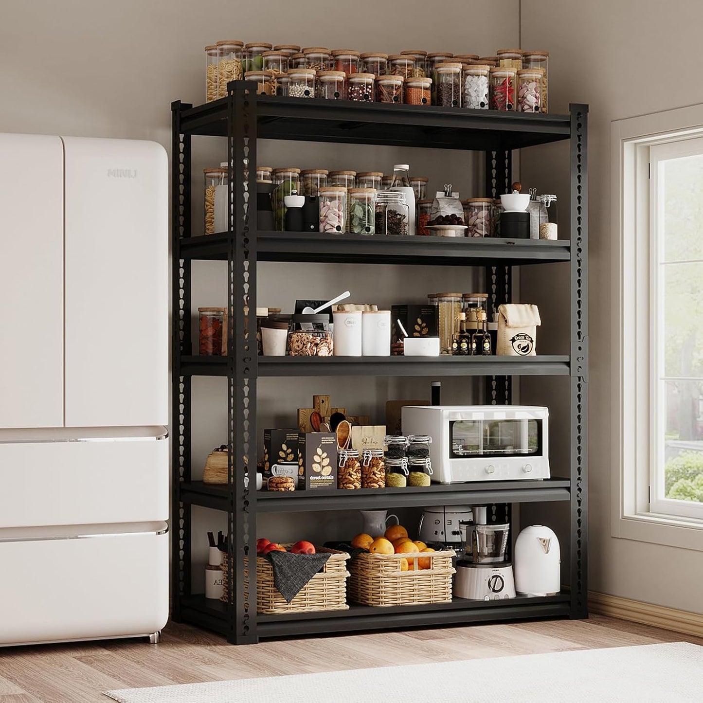Heavy Duty Garage Shelving Unit 3000LBS, Adjustable 5-Tier Storage Rack with Boltless Design, 48" W*18.9" D*72" H Metal Shelves for Basement, Garage & Warehouse Storage