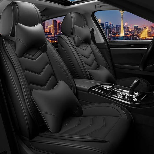 CTDS Car Seat Covers for Toyota RAV4 2000-2026, Stylish Sport Seat Cover, Premium Nappa Leather Car Seat Cover. Automobile Seat Covers Sets.(Luxury 2 Seats/Pure Black)