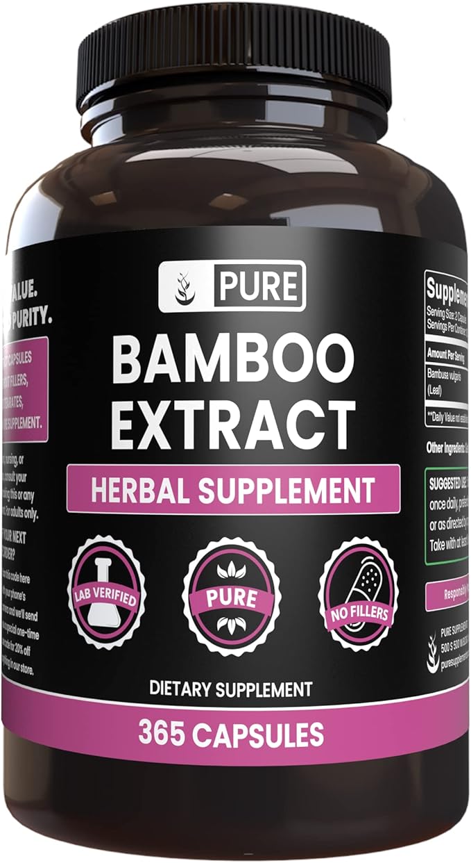 PURE ORIGINAL INGREDIENTS Bamboo Extract (365 Capsules) No Magnesium Or Rice Fillers, Always Pure, Lab Verified