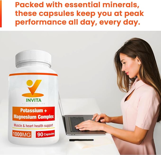 Potassium Magnesium Complex 1000 mg, High Absorption Magnesium & Potassium Supplement for Leg & Muscle Recovery, 5 Form Magnesium for Sleep & Vascular Support