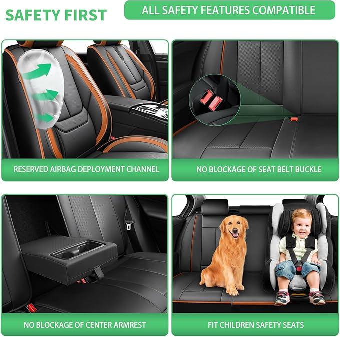 Fit Tucson Car Seat Covers for Hyundai Tucson 2010-2024 2025 2026 -Upgraded Premium Waterproof & Breathable Leather,Airbag Compatible,All-Weather Seat Cushion Protector,2 Front/Black-Brown