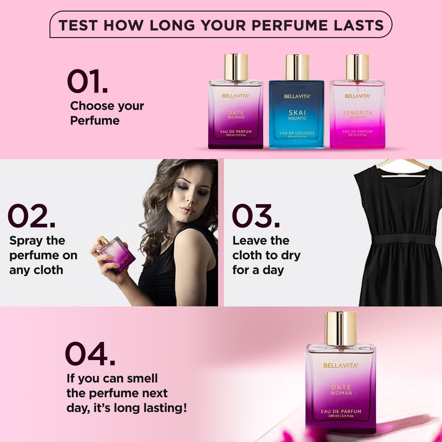 Bella Vita Luxury Date Eau De Parfum Floral, Fruity and Spicy Perfume, Long Lasting EDP Fragrance for Women 100 ml