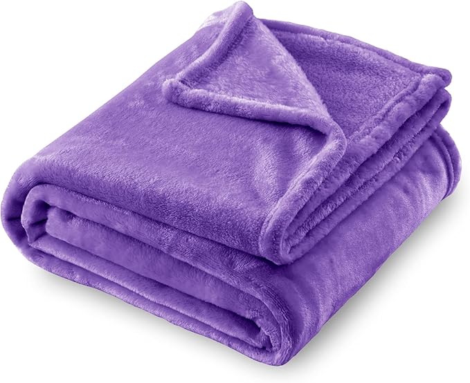 SOCHOW Flannel Fleece Blanket King Size, All Season Lightweight Super Soft Cozy Blanket for Bed or Couch, Purple(90inch X108'')