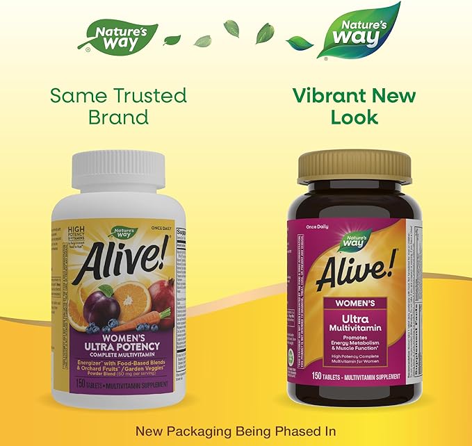 Nature's Way Alive! Women's Daily Ultra Multivitamin, High Potency Formula, Promotes Energy Metabolism and Muscle Function*, with Methylated B12, 150 Tablets