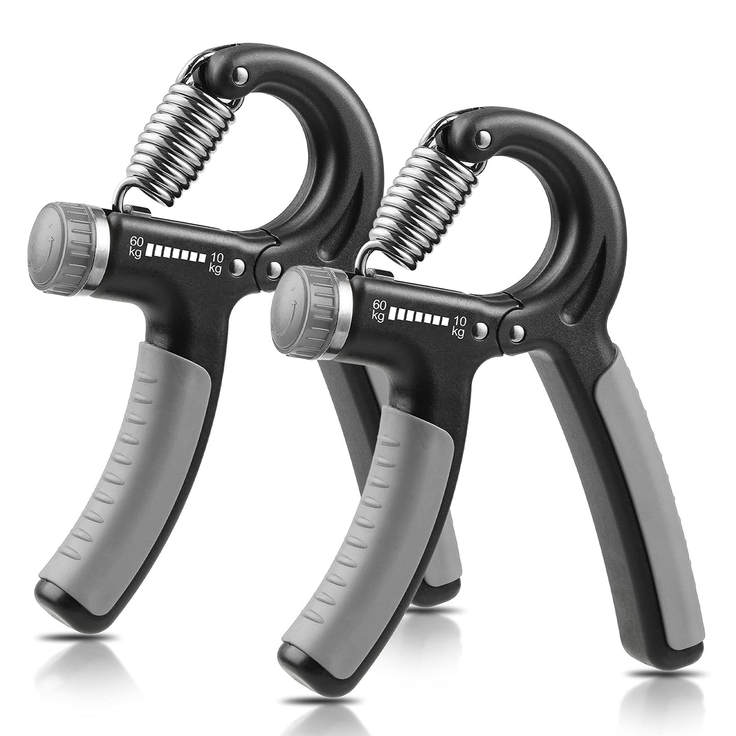 NIYIKOW 2 Pack Grip Strength Trainer, Hand Grip Strengthener, Adjustable Resistance 22-132Lbs (10-60kg), Forearm Strengthener, Perfect for Musicians Athletes - Grey