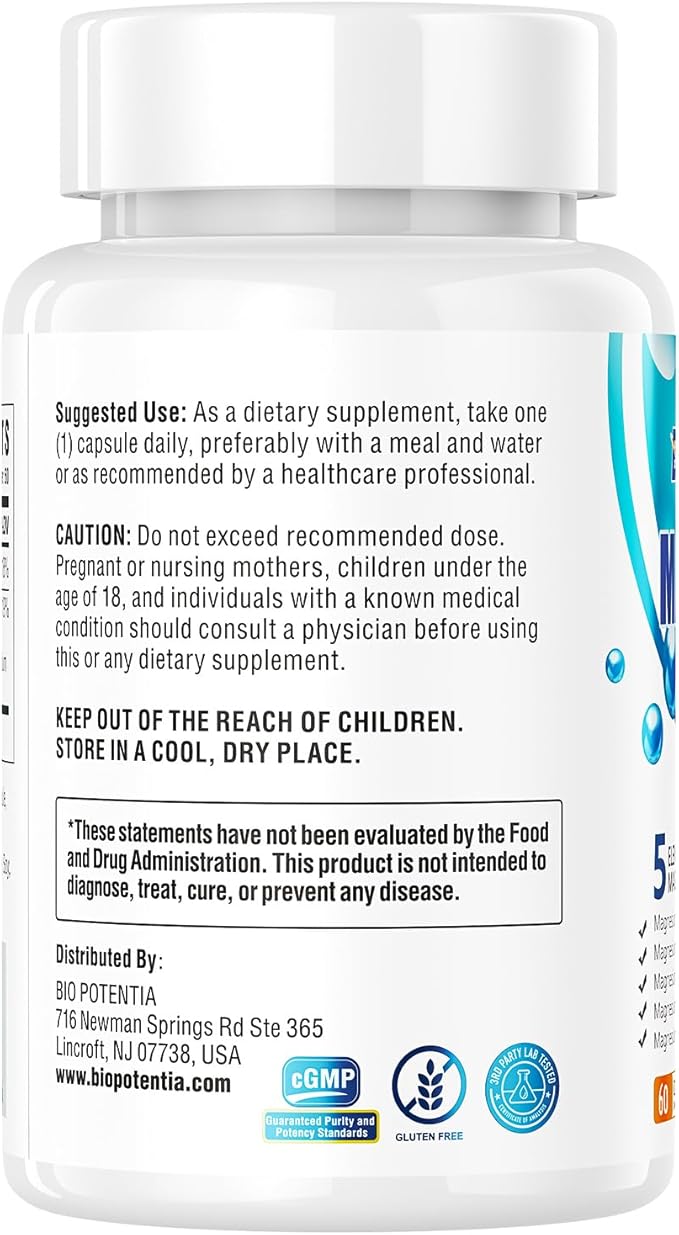 Magnesium Breakthrough Supplement - Has 5 Forms of Magnesium: Glycinate, Orotate,Taurate,Malate, Citrate- Support Sleep, Heart Health, Muscles, and Metabolism (60 Capsules (Pack of 1))