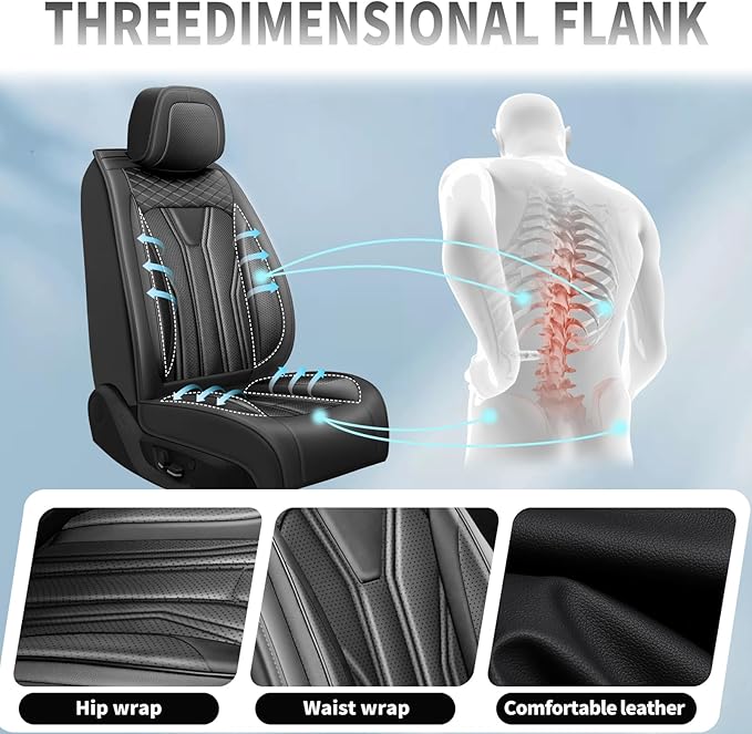 Fit Accord Car Seat Covers Premium Leather for Honda Accord 2012-2025 2026. Waterproof， Breathable, Scratch-Resistant & All-Weather Seat Cushion Protector（Full Set,All Black）
