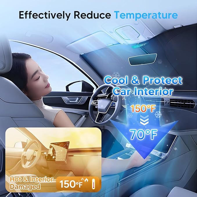 KUST Windshield Sun Shade Custom Fit Car Sun Shade for 2020-2025 2026 Hyundai Palisade Accessories Windshield Sunshade Window Shade Sun Visor Protector Foldable Blocks UV Rays Keep Car Cooler