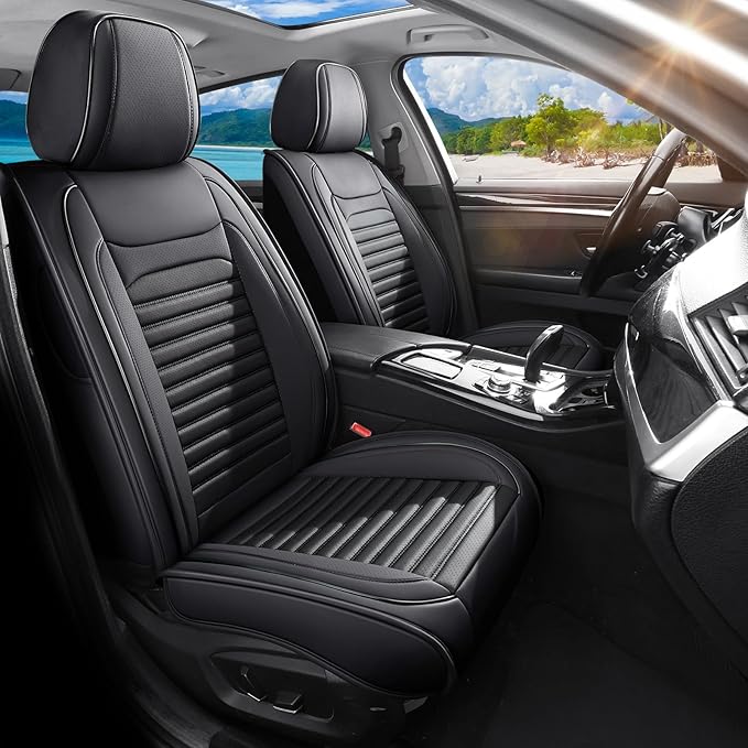 Car Seat Covers Full Set Fit for Toyota Venza 2009-2026, Premium Faux Leather Car Seat Protector,Breathable Anti-Slip Full Wrapping Edge Seat Covers(Black,Full Set)