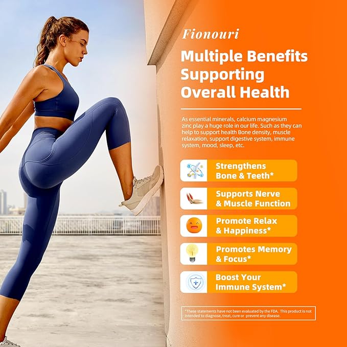Calcium Magnesium Zinc Gummies with Vitamin D3 & K2 - High Potency Enhanced Absorption -60 OrangeGummies Flavored