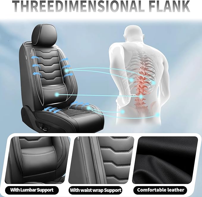 Fit Accord Car Seat Covers Premium Leather for Honda Accord 2012-2025 2026. Waterproof， Breathable, Scratch-Resistant & All-Weather Seat Cushion Protector（Full Set,Black