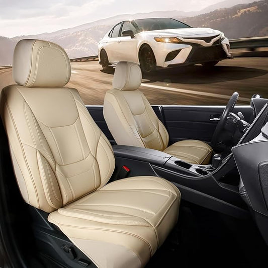 Coverland Custom Fit Car Seat Covers for Car Compatible with [2014-2022 Acura RLX] Premium Leather Non-Slip Memory Foam Waterproof Custom fit Interior Protector [Front Beige - Size Chart A18]