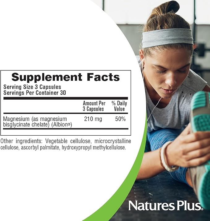 NaturesPlus KalmAssure Magnesium Glycinate - 90 Vegan Capsules - Supports Nerve & Muscle Relaxation - Formulated Without Magnesium Oxide - 30 Servings
