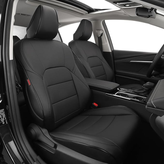 EKR Camry Seat Cover for Toyota Camry L LE XLE 2012 2013 2014 2015 2016 2017 (Not for Hybrid) Leather Car Seat Cover Full Set for Trucks SUV-Faux Leather (Black)