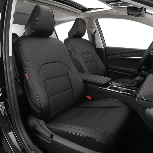 EKR Camry Car Seat Covers for Toyota Camry Hybrid LE,XLE 2012-2017 & Hybrid SE 2015-2017,Waterproof Leather Car Seat Cover Full Set for Trucks SUV-Faux Leather (Black)