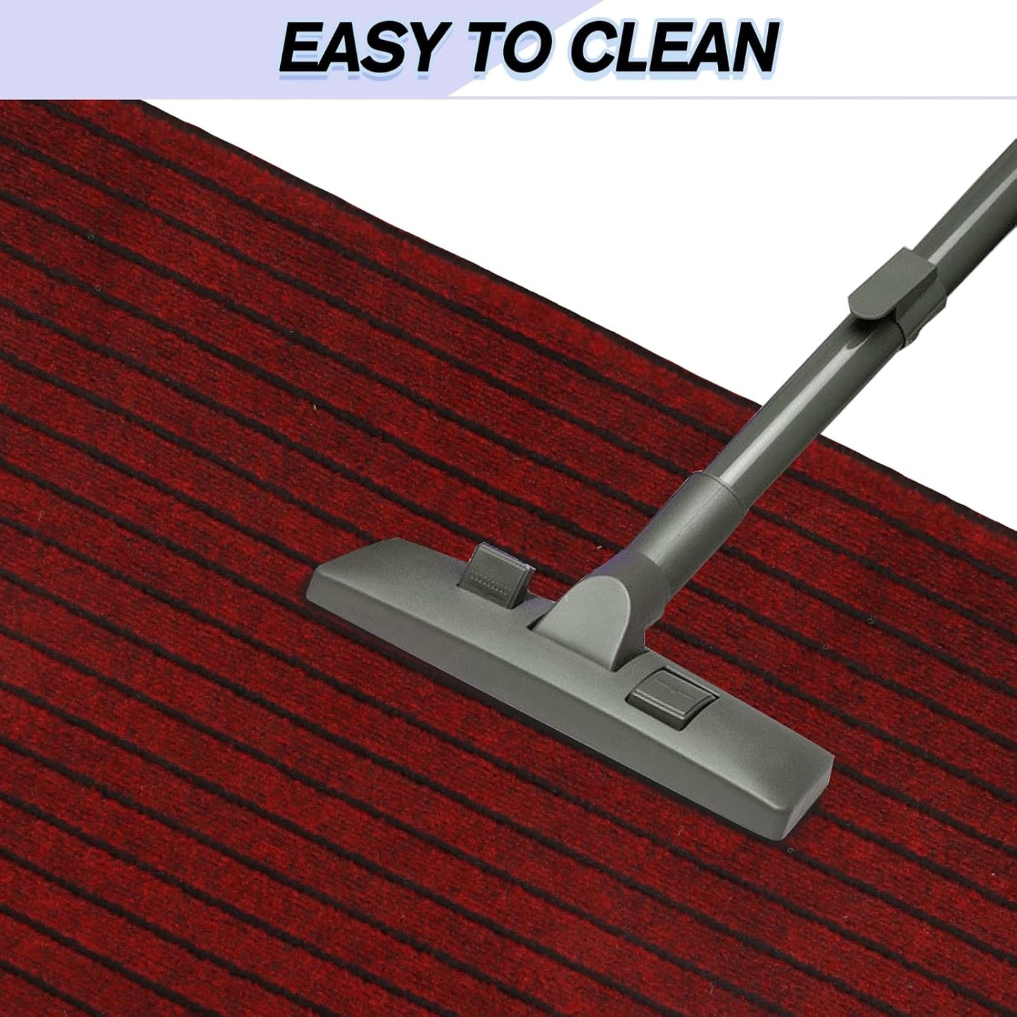 Custom Size Backed Non-Slip Area Rugs Runner, Easy Clean, Waterproof Runner Rugs for Hallway Entryway, Kitchen, Laundry, 2FT x 20FT, Red Stripe