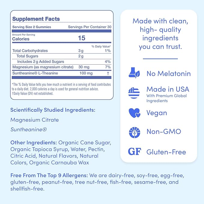 First Day Kids’ Nighttime Reset Calming Magnesium Gummies – Sleep Aid to Support Calm & Relaxation – Bedtime Supplement with Magnesium Citrate, Suntheanine & No Melatonin – 60-Day Supply