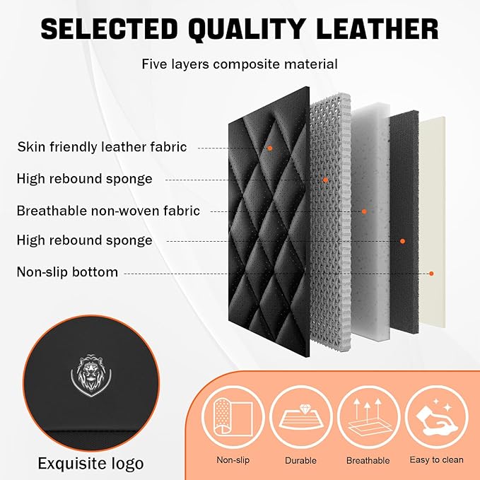 Car Seat Covers Compatible with Toyota Camry 2012-2026 Durable Waterproof Automotive Seat Covers Stretchable Fabric Material,Airbag Compatibility,Premium Nappa Leather(Black Blue,Full Set with Pillow)