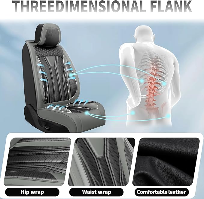 Fit Tucson Car Seat Covers Premium Leather for Hyundai Tucson 2010-2025 2026. Waterproof， Breathable, Scratch-Resistant & All-Weather Seat Cushion Protector (Full Set, Gray&Black)