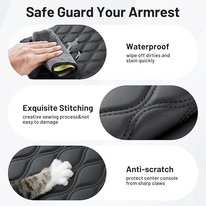 Autorder Center Console Cover for Nissan Pathfinder 2022-2025 2026 Accessories Armrest Cushion Cover Nappa Leather Middle Console Covers Pathfinder Console Cushion Pad Anti-Scratch