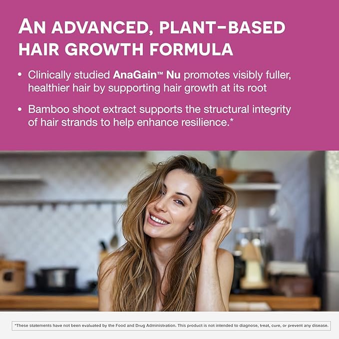 EZ Melts Dissolvable Women’s Multivitamin + Hair Growth with Biotin, Bamboo Extract & Clinically Studied AnaGain Nu, Supports Visibly Healthier, Stronger Hair, Sugar-Free Peach Flavor, 1-Month