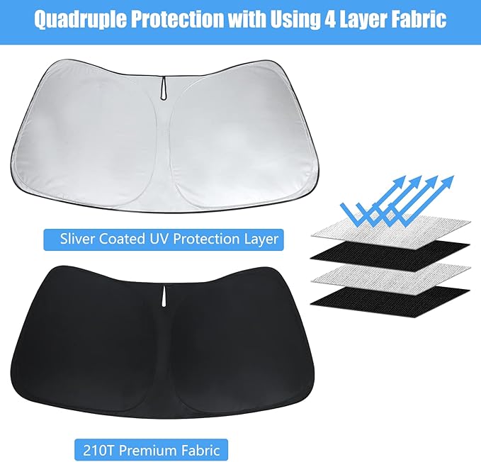 Windshield Sun Shade for Ford Range Window Sunshade for Ranger XL, XLT, Lariat 2019-2025 2026 Accessories Sunshade Windshield Cover Front Window Shade Sun Visor Foldable Blocks UV Rays Keep Car Cool