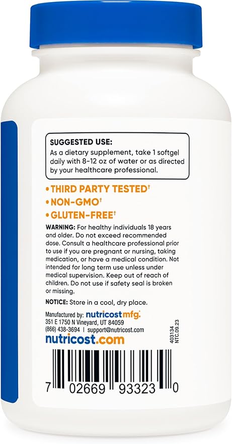 Nutricost Vitamin A 10,000 IU, 500 Softgels (3 Bottles)