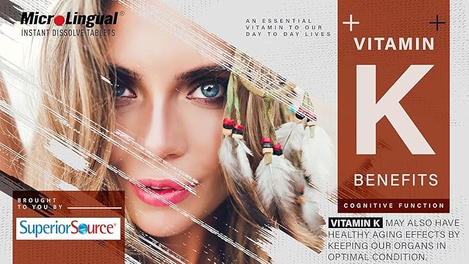 Superior Source Vitamin K1 500 mcg - Bone Strength & Health Support Supplement - Vitamin K Supplement Aids Blood Health & Calcium Absorption - 100 Sublingual Dissolving Tablets