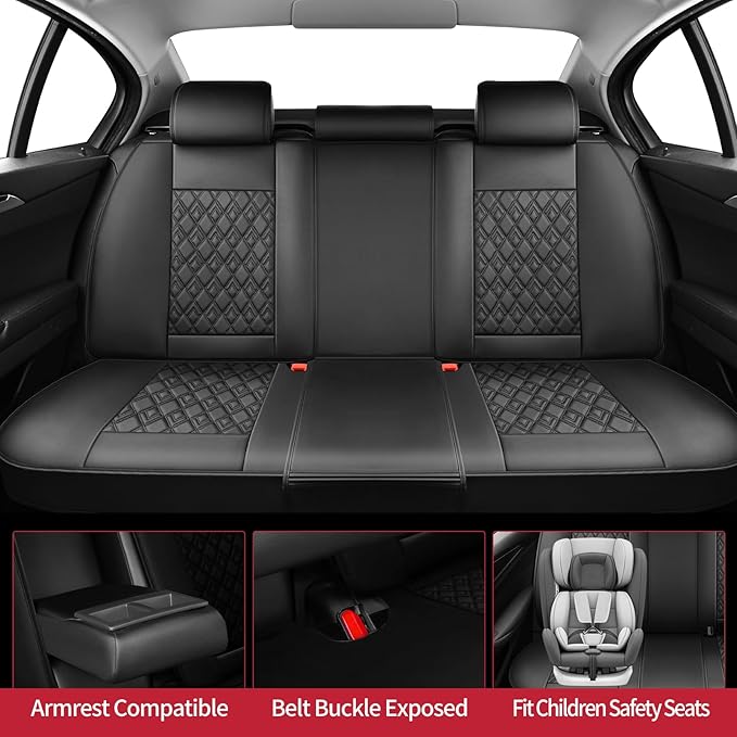 Fit Venue Car Seat Covers for Hyundai Venue 2020-2025 2026 - Upgraded Premium Waterproof & Breathable Leather, Airbag Compatible, All-Weather Seat Cushion Protector (Full Set, Black)