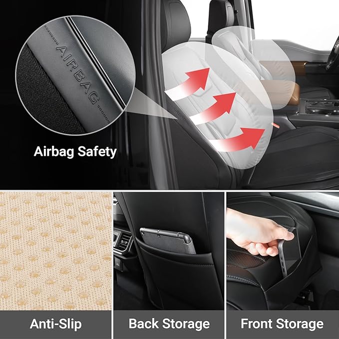 Coverland Custom Fit Car Seat Covers for Car Compatible with [2010-2014 Ford Mustang, Mustang Shelby] Premium Water Resistant Leather Non-Slip Interior Protector [Front Black - Size Chart A31]