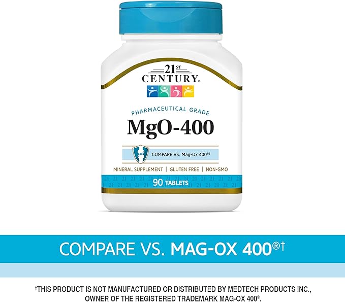 21st Century mgO 400 mg Tablets, 90 Count, Assorted