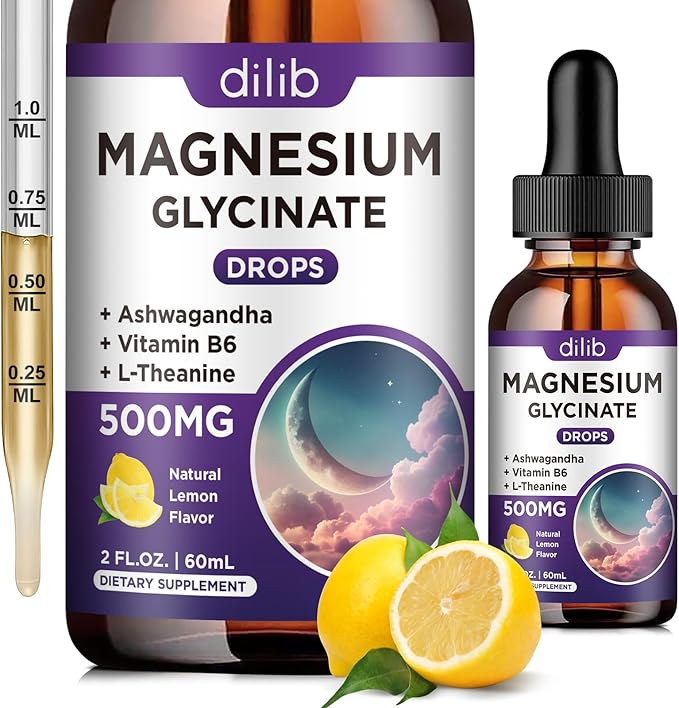 Magnesium Glycinate Liquid Drops Supplement | Vitamin B12 Complex Liquid Drops | Bundle