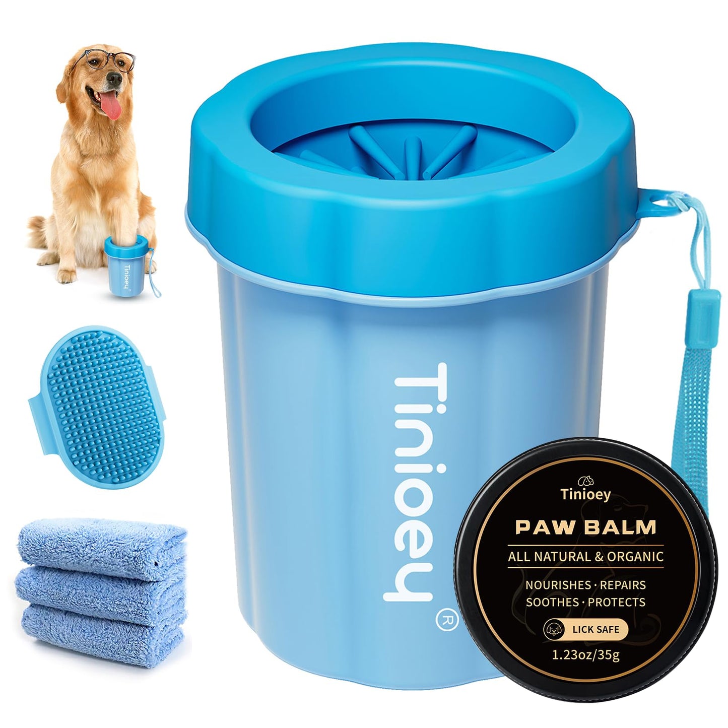 Tinioey Dog Paw Cleaner for Dogs, Dog Paw Washer, Muddy Paw Cleaner, Pet Foot Cleaner, Dog Paw Protector Kit