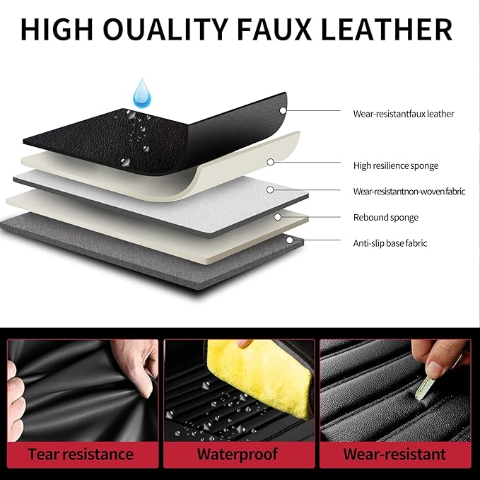 Fit Venue Car Seat Covers for Hyundai Venue 2020-2025 2026 - Upgraded Premium Waterproof & Breathable Leather, Airbag Compatible, All-Weather Seat Cushion Protector (Full Set, Black)