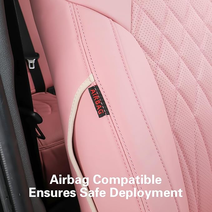 EKR Rav4 Seat Covers Custom Fit for Toyota Rav4 (Only Hybrid) 2019-2025 LE,XLE,XLE Premium,Limited,Woodland Edition, Leather Pink Seat Cover Full Set for Women,Faux Leather(Pink)