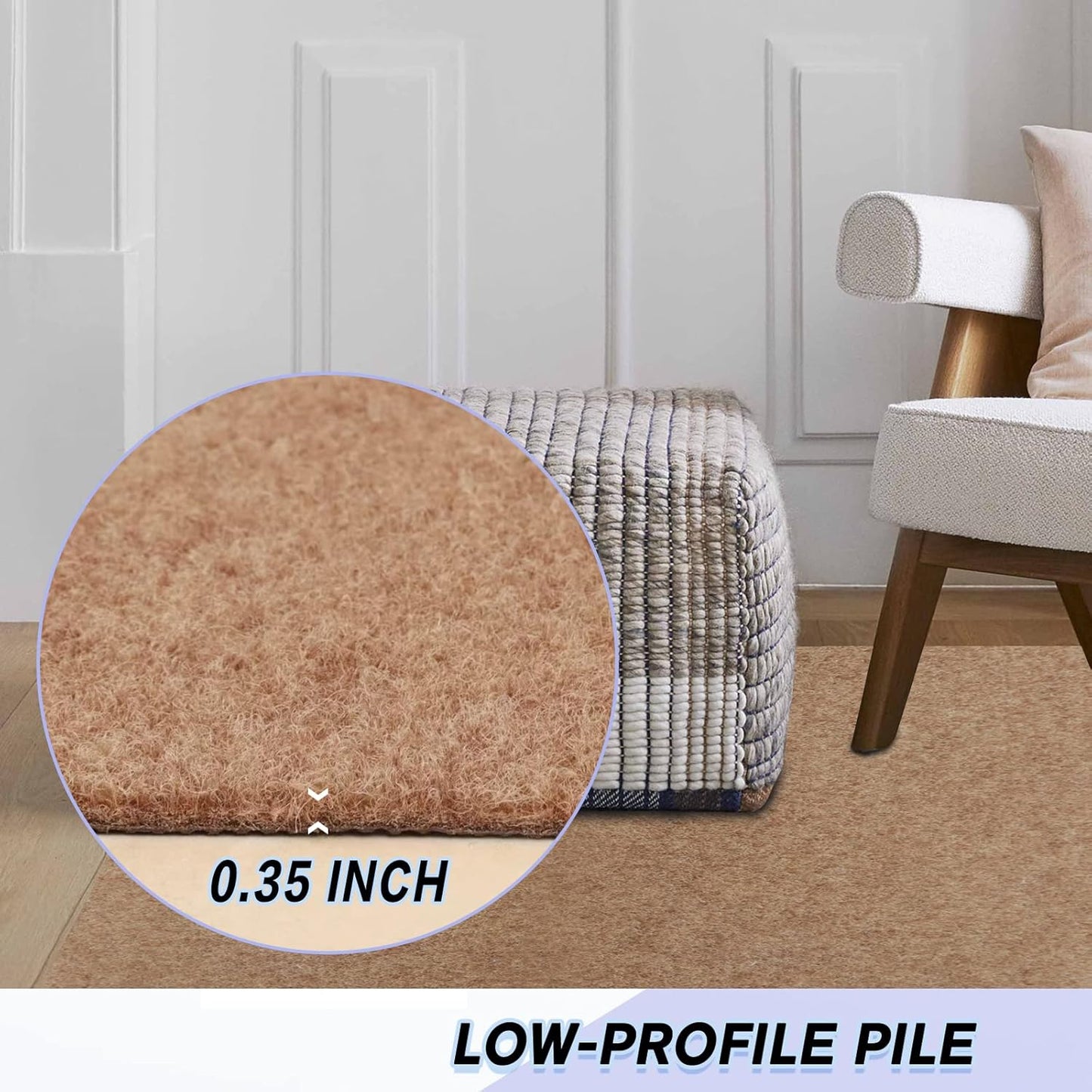 Custom Size Backed Non-Slip Area Rugs Runner, Easy Clean, Waterproof Runner Rugs for Hallway Entryway, Kitchen, Laundry, 3FT x 11FT, Beige