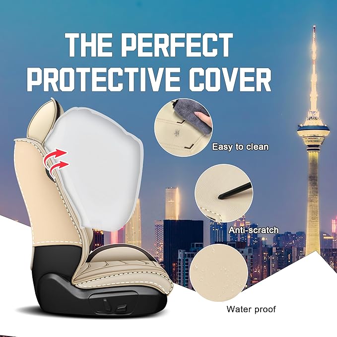 CTDS Car Seat Covers for Toyota RAV4 2000-2026, Stylish Sport Seat Cover, Premium Nappa Leather Car Seat Cover. Automobile Seat Covers Sets.(Luxury 2 Seats/Beige)