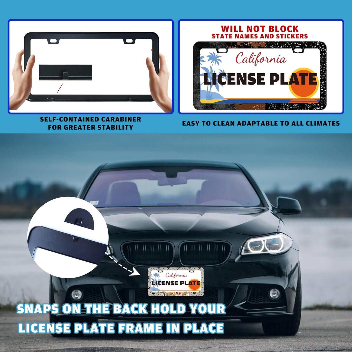 Dog License Plate Frame Pet Paw Prints Stainless Steel License Plate Holder for Front or Rear Car Tags Funny for Car Decoration Accessories with Screws 6.3 X 12.2 in for Women Men