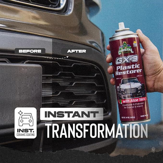 GX-3 Plastic Restorer – Black Plastic Restorer for Cars & Automotive Trim Restorer – Interior Car Cleaner & Exterior Faded Plastic, Vinyl & Rubber Renewer with Aloe Vera 3PK (8 fl oz)