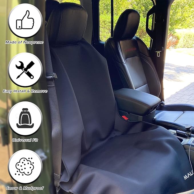 Malo’o SeatGuard Waterproof Car Seat Cover, Neoprene Universal Seat Protector for Trucks and Cars, Heavy Duty Seat Cover for Sports Gear, Dogs and Wet Clothing, Black, Small