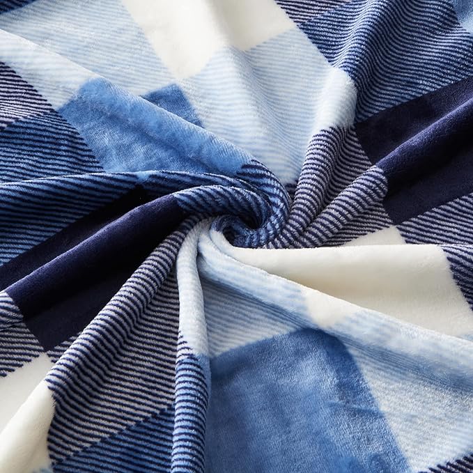 SOCHOW Buffalo Plaid Flannel Fleece Throw Blanket 60 x 80 Inches, Soft Lightweight Cozy All Season Blue/White Checkered Blanket for Bed, Couch, Car