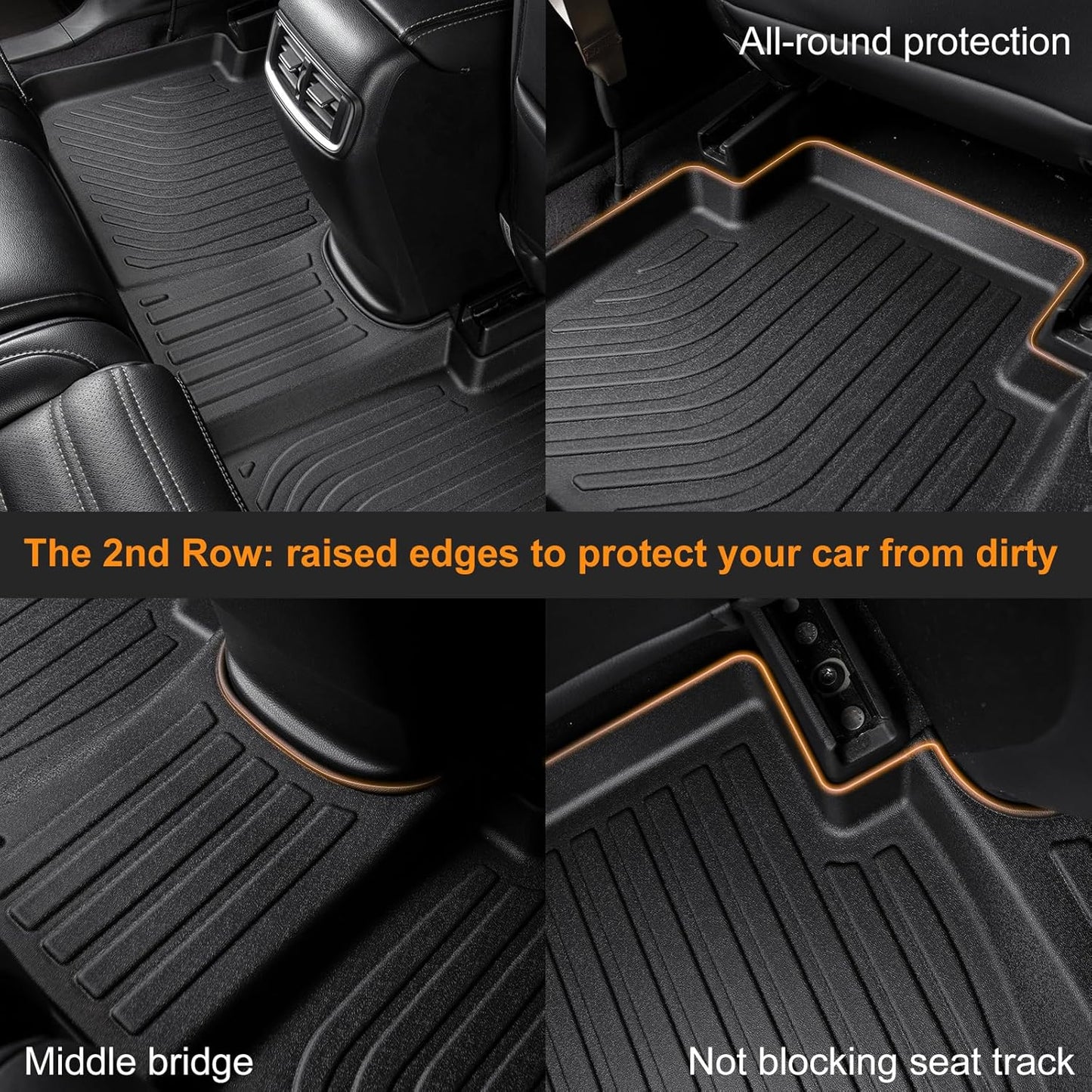 Binmotor-All Weather Car Floor Mats and Cargo Liner Set for 2021 2022 2023 2024 2025 Infiniti QX50,2 Rows with Cargo Mat Set for QX50,TPE Rubber Liners for QX50 Accessories Mats Trunk Mat-Black