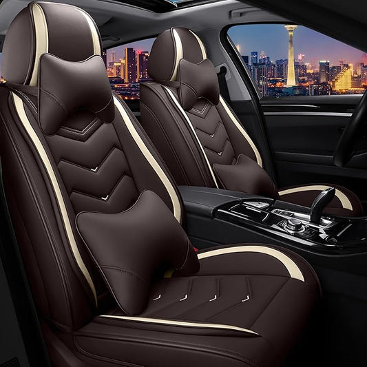 CTDS Car Seat Covers for Nissan Sentra 2000-2026, Stylish Sport Seat Cover, Premium Nappa Leather Car Seat Cover. Automobile Seat Covers Sets.(Luxury 2 Seats/Coffee Color)