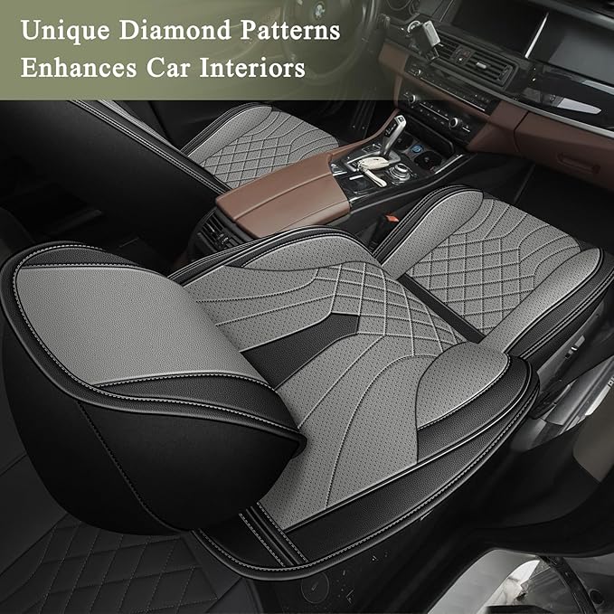 Full Set Seat Covers Fit for Toyota 4Runner 2003-2025 2026: Breathable Leather Car Seat Covers - Waterproof Car Seat Protector Compatible Airbag (Black & Grey)