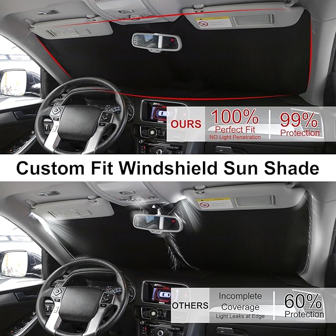 Windshield Sun Shade Custom Fit for 2016-2021 Hyundai Tucson Accessories Foldable Sunshade Sun Blocker Protect Car from Sun Rays & Heat Damage Keep Car Cooler