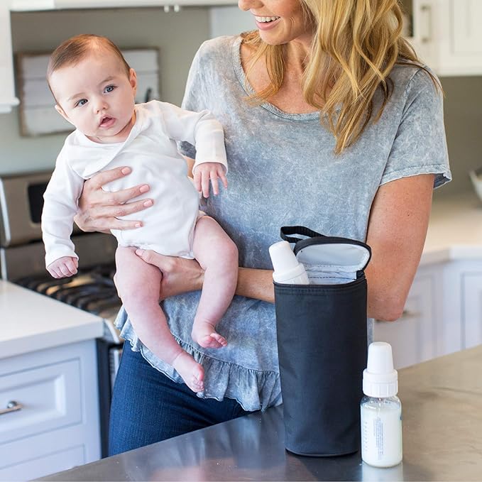 J.L. Childress Breast Milk Cooler Travel Bag - Insulated Baby Bottle Storage Bag, Portable Organizer Pack for Breast Milk, Use for Daycare or On the Go, Fits 1-2 Bottles - Black
